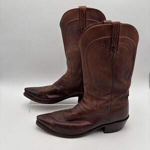 Lucchese 1883 N1596 Mens 11.5 Bart Brown Burnished Ranch Cowhide Snip Toe Boots